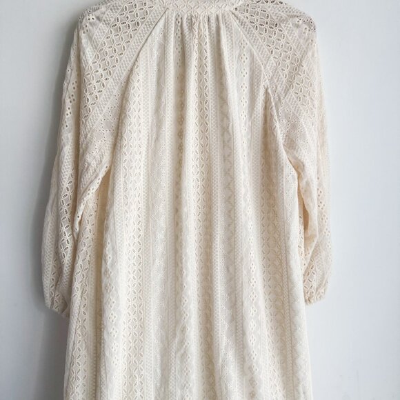 Zara Eyelet Detail Long Sleeve Midi Maxi Dress S - Picture 8 of 9